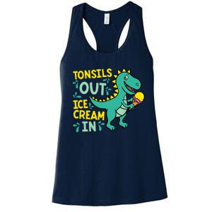 Tonsils Out Ice Cream In Dino Tonsillectomy Tonsil Removal Women's Racerback Tank