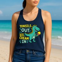 Tonsils Out Ice Cream In Dino Tonsillectomy Tonsil Removal Womens Tank Top