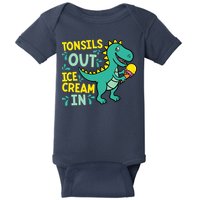 Tonsils Out Ice Cream In Dino Tonsillectomy Tonsil Removal Baby Bodysuit