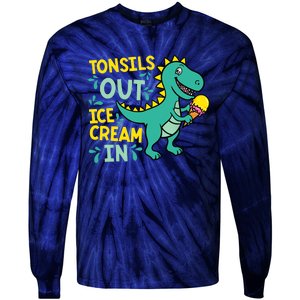 Tonsils Out Ice Cream In Dino Tonsillectomy Tonsil Removal Tie-Dye Long Sleeve Shirt