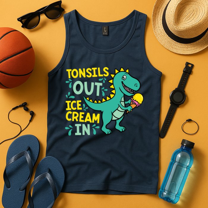 Tonsils Out Ice Cream In Dino Tonsillectomy Tonsil Removal Tank Top