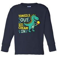 Tonsils Out Ice Cream In Dino Tonsillectomy Tonsil Removal Toddler Long Sleeve Shirt