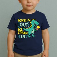 Tonsils Out Ice Cream In Dino Tonsillectomy Tonsil Removal Toddler T-Shirt