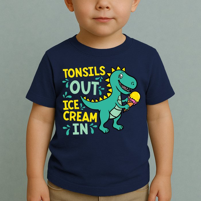 Tonsils Out Ice Cream In Dino Tonsillectomy Tonsil Removal Toddler T-Shirt