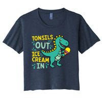 Tonsils Out Ice Cream In Dino Tonsillectomy Tonsil Removal Women's Crop Top Tee