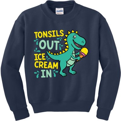 Tonsils Out Ice Cream In Dino Tonsillectomy Tonsil Removal Kids Sweatshirt