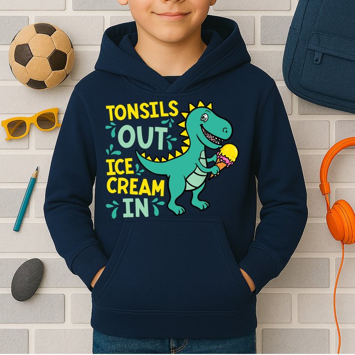 Tonsils Out Ice Cream In Dino Tonsillectomy Tonsil Removal Kids Hoodie