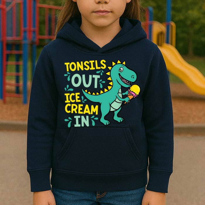 Tonsils Out Ice Cream In Dino Tonsillectomy Tonsil Removal Kids Hoodie