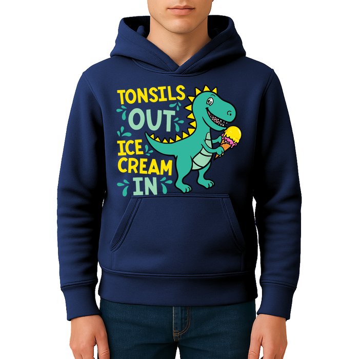 Tonsils Out Ice Cream In Dino Tonsillectomy Tonsil Removal Kids Hoodie