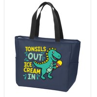 Tonsils Out Ice Cream In Dino Tonsillectomy Tonsil Removal Zip Tote Bag