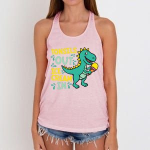 Tonsils Out Ice Cream In Dino Tonsillectomy Tonsil Removal Women's Knotted Racerback Tank