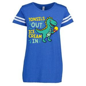 Tonsils Out Ice Cream In Dino Tonsillectomy Tonsil Removal Enza Ladies Jersey Football T-Shirt