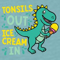 Tonsils Out Ice Cream In Dino Tonsillectomy Tonsil Removal Sueded Cloud Jersey T-Shirt