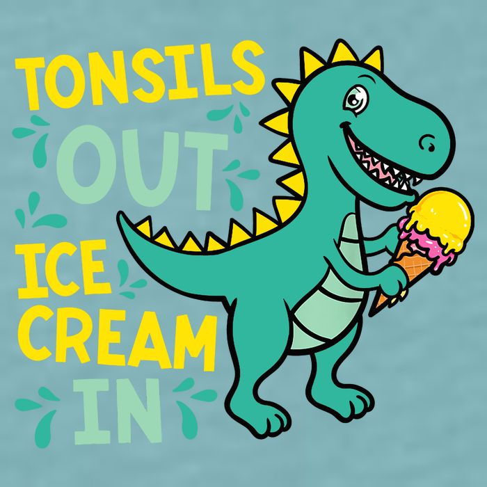 Tonsils Out Ice Cream In Dino Tonsillectomy Tonsil Removal Sueded Cloud Jersey T-Shirt