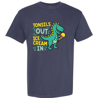 Tonsils Out Ice Cream In Dino Tonsillectomy Tonsil Removal Garment-Dyed Heavyweight T-Shirt