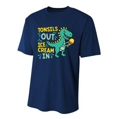 Tonsils Out Ice Cream In Dino Tonsillectomy Tonsil Removal Performance Sprint T-Shirt