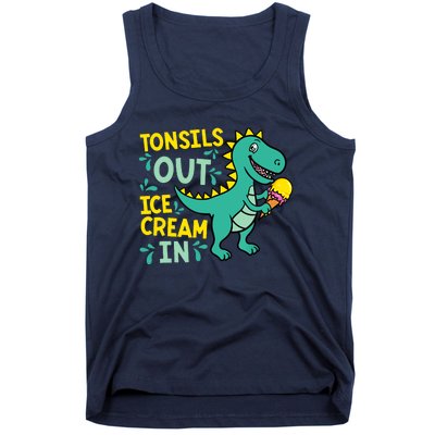 Tonsils Out Ice Cream In Dino Tonsillectomy Tonsil Removal Tank Top