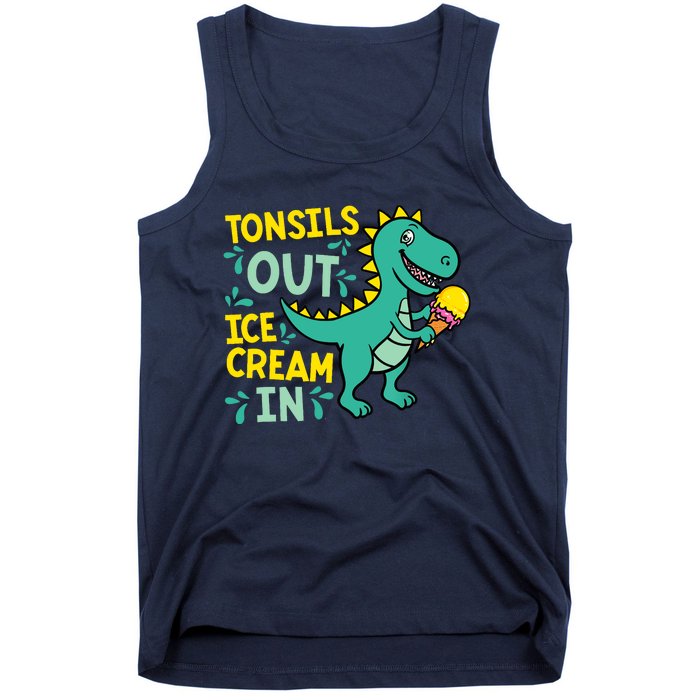 Tonsils Out Ice Cream In Dino Tonsillectomy Tonsil Removal Tank Top