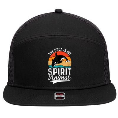 The Orca Is My Spirit Animal Funny Orca 7 Panel Mesh Trucker Snapback Hat