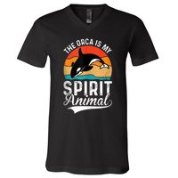 The Orca Is My Spirit Animal Funny Orca V-Neck T-Shirt