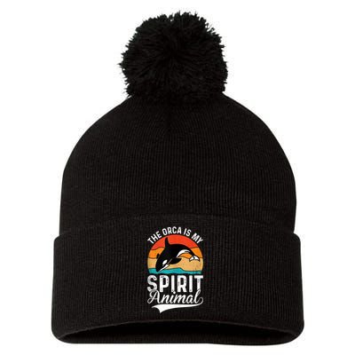 The Orca Is My Spirit Animal Funny Orca Pom Pom 12in Knit Beanie