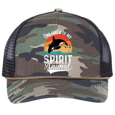 The Orca Is My Spirit Animal Funny Orca Retro Rope Trucker Hat Cap