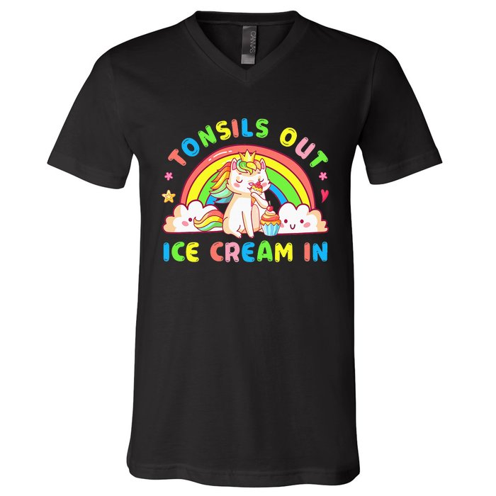 Tonsil Out Ice Cream In Tonsil Removal Surgery Recovery V-Neck T-Shirt