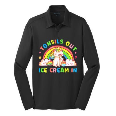 Tonsil Out Ice Cream In Tonsil Removal Surgery Recovery Silk Touch Performance Long Sleeve Polo