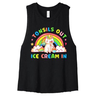 Tonsil Out Ice Cream In Tonsil Removal Surgery Recovery Women's Racerback Cropped Tank