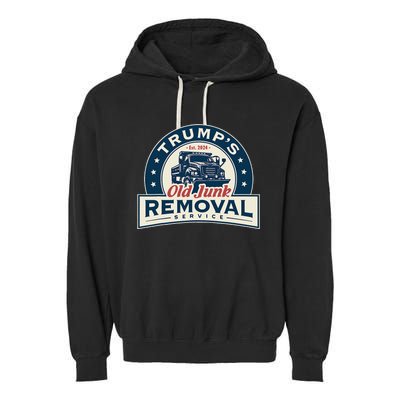 TrumpS Old Junk Removal Service Est 2024 Anti Biden Garment-Dyed Fleece Hoodie