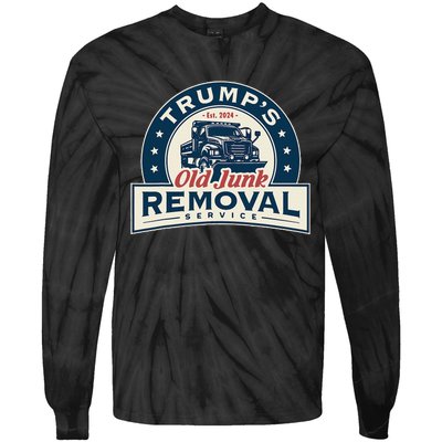 TrumpS Old Junk Removal Service Est 2024 Anti Biden Tie-Dye Long Sleeve Shirt