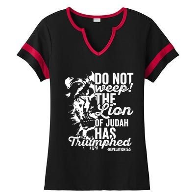 Tribe Of Judah Christian Lion Gift Revelation Bible Verse Ladies Halftime Notch Neck Tee