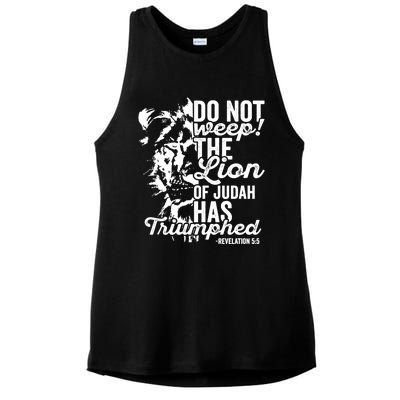 Tribe Of Judah Christian Lion Gift Revelation Bible Verse Ladies PosiCharge Tri-Blend Wicking Tank