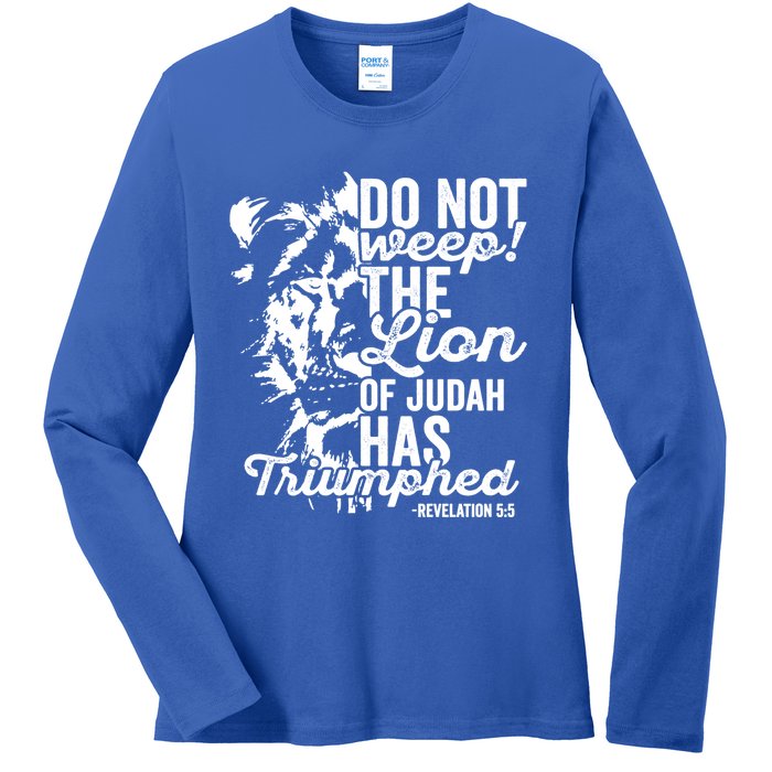 Tribe Of Judah Christian Lion Gift Revelation Bible Verse Ladies Long Sleeve Shirt