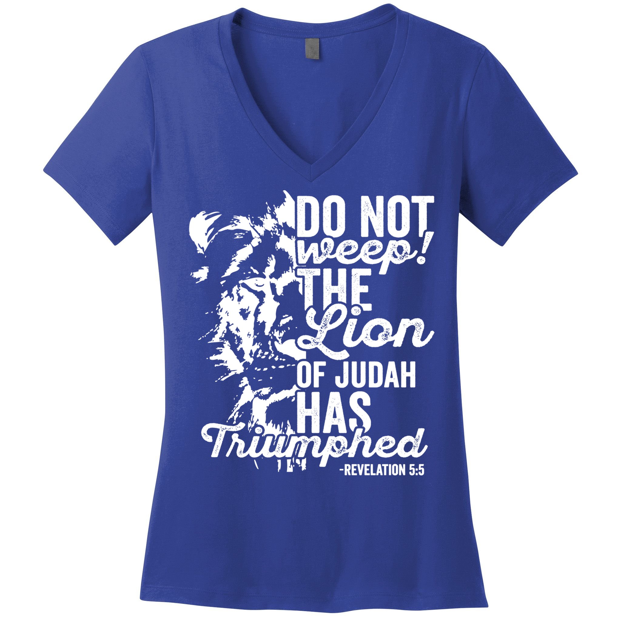 Tribe Of Judah Christian Lion Gift Revelation Bible Verse Women's V-Neck T-Shirt
