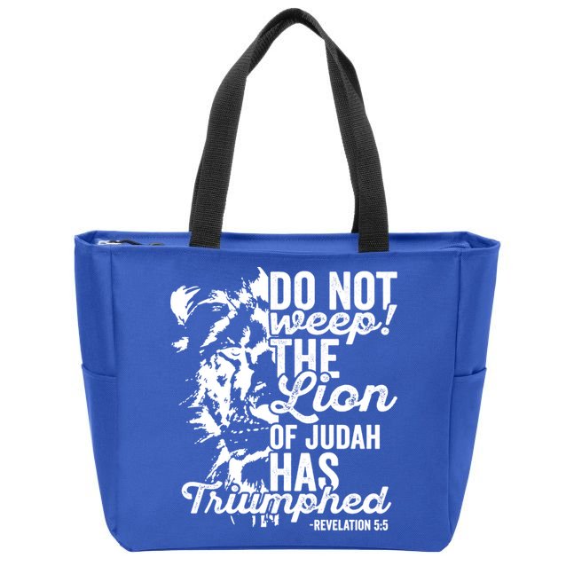 Tribe Of Judah Christian Lion Gift Revelation Bible Verse Zip Tote Bag