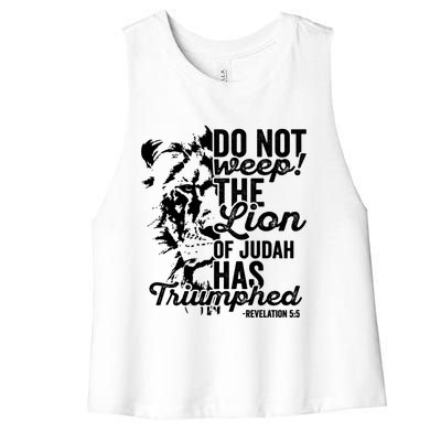 Tribe Of Judah Christian Lion Gift Revelation Bible Verse Women's Racerback Cropped Tank