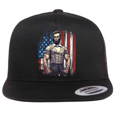 Th Of July Patriotic Funny Abraham Lincoln Graphic July 4th Flatbill Hat