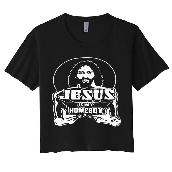 The Original Jesus Is My Homeboy Black Women's Crop Top Tee