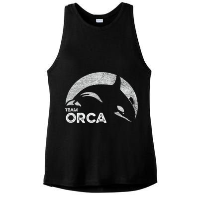 Team Orca Killer Whale Distressed Design Ladies PosiCharge Tri-Blend Wicking Tank