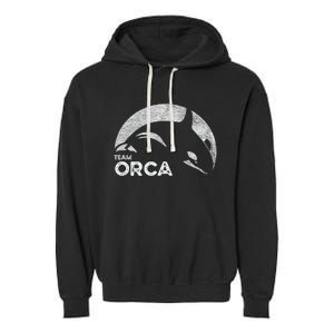 Team Orca Killer Whale Distressed Design Garment-Dyed Fleece Hoodie