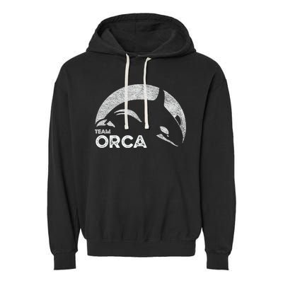 Team Orca Killer Whale Distressed Design Garment-Dyed Fleece Hoodie