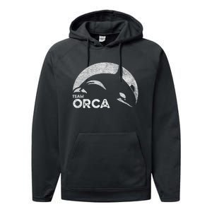 Team Orca Killer Whale Distressed Design Performance Fleece Hoodie