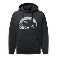 Team Orca Killer Whale Distressed Design Performance Fleece Hoodie