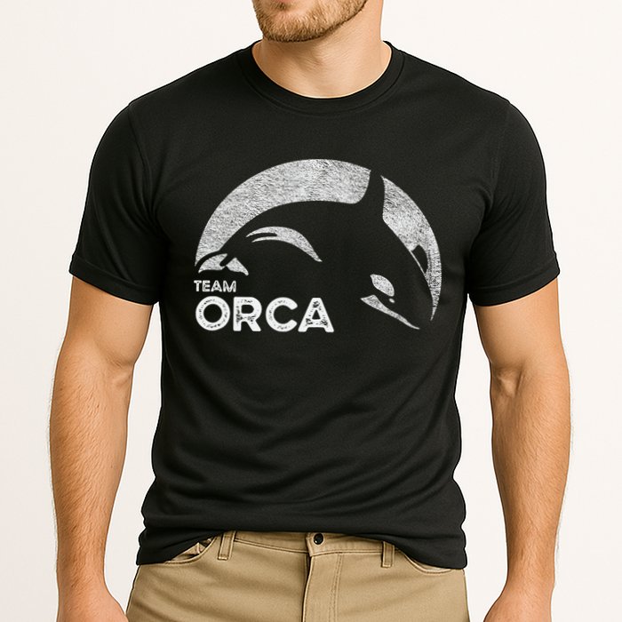 Team Orca Killer Whale Distressed Design Cooling Performance Crew T-Shirt