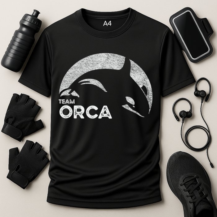 Team Orca Killer Whale Distressed Design Cooling Performance Crew T-Shirt
