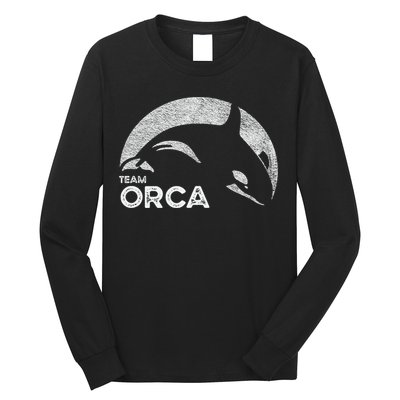 Team Orca Killer Whale Distressed Design Long Sleeve Shirt