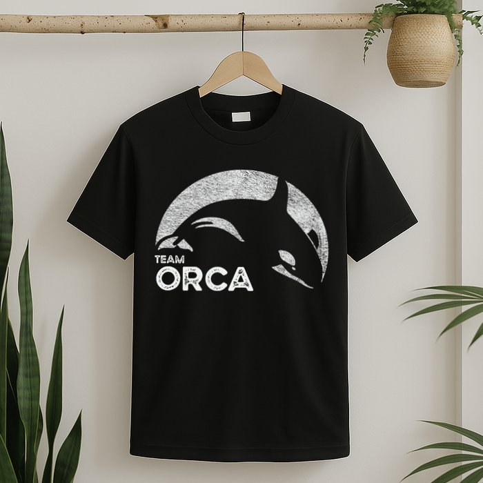 Team Orca Killer Whale Distressed Design T-Shirt