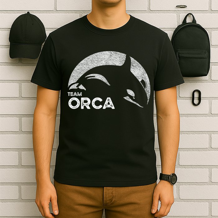 Team Orca Killer Whale Distressed Design T-Shirt