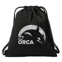 Team Orca Killer Whale Distressed Design Drawstring Bag